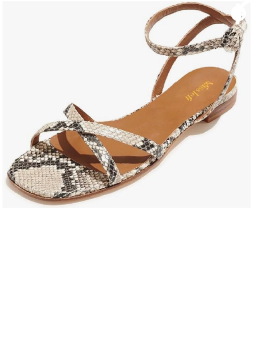miss left Snakeskin Crisscross Strap Open Toe Flat Ankle Strap Buckle Sandals